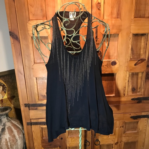 💔HAUTE HIPPIE racer back chain fringe top💔 - Picture 1 of 5